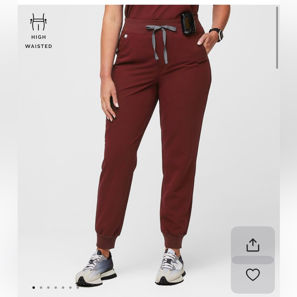 FIGS Women’s Burgundy Zamora High Wasted 2.0 Jogger Scrub Pants